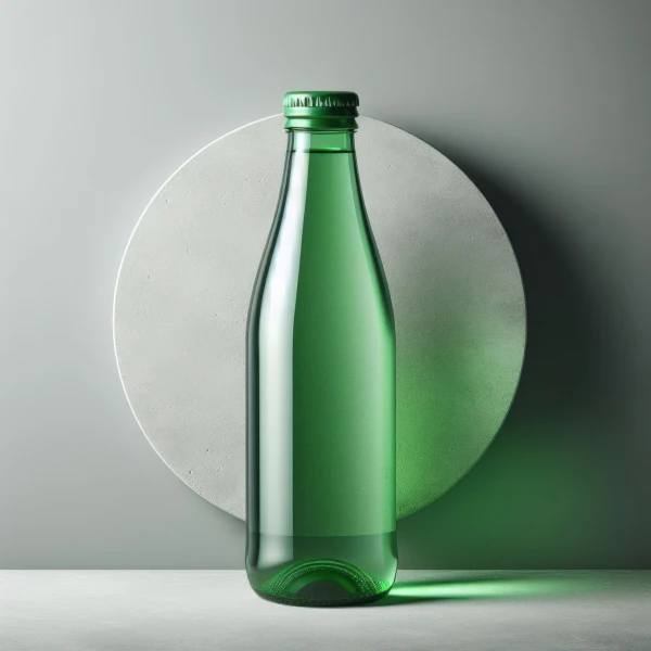 Free photo green glass bottle of mineral water, freshwater concept photo